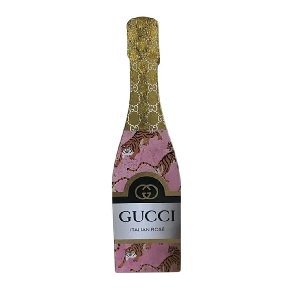 Wooden Gucci champagne bottle with Tigers